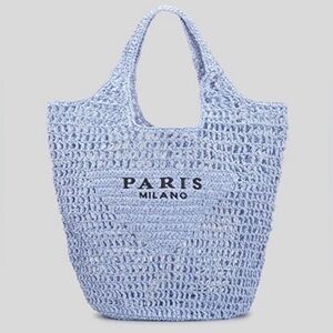 Bahamian Blue Classy Straw Fashion Summer Travel Bohemian Shoulder Bag Tote Bag